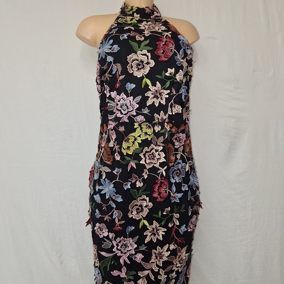 Lulu's Black Floral Backless Maxi Dress Size L - Picture 16 of 16